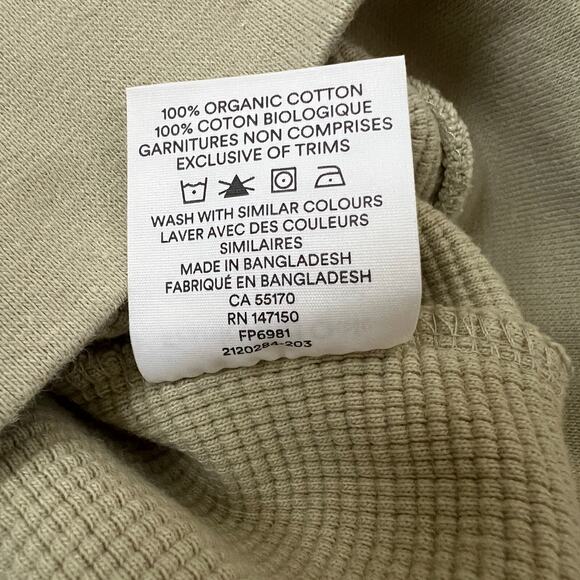 Frank and Oak Women's Light Green Waffle Knit Organic Cotton Sweatshirt Size M - Picture 7 of 14